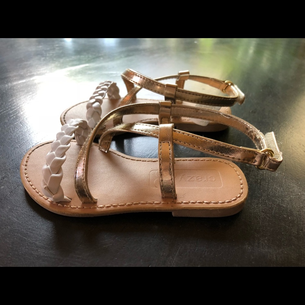 CRAZY 8 Toddler Girl Sandal Gold & White Size 6